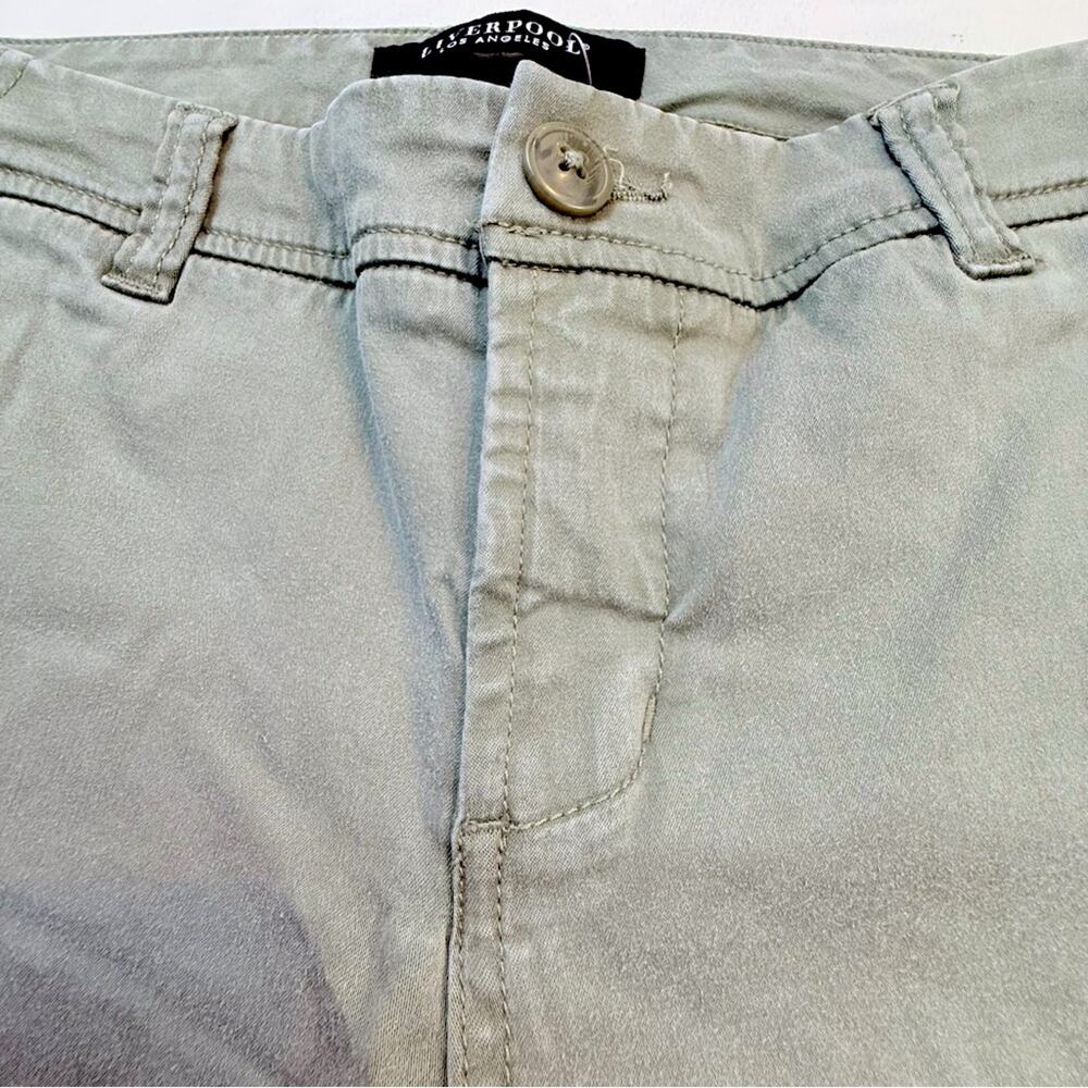 Liverpool Los Angeles Olive Green Boyfriend Cut Soft Khaki Pants  Cuffed Ankle - Picture 13 of 16